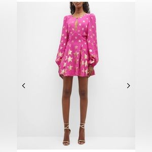 LoveShackFancy Ivette Puff-Sleeve Golden Star Mini Dress
